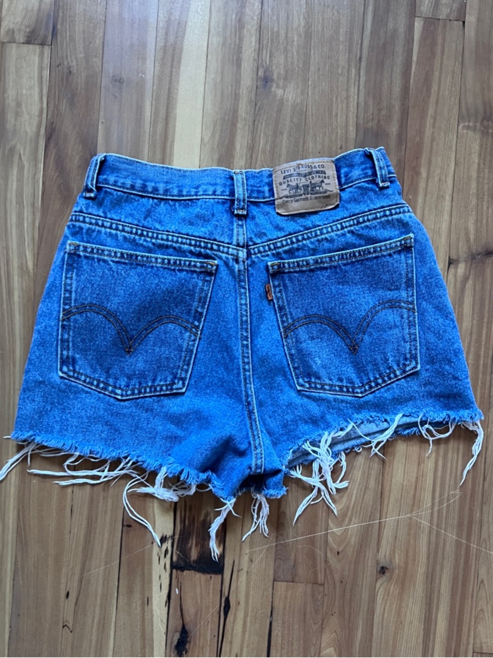 Vintage Levi's Bright Blue Denim Cutoff Shorts with Frayed Hem